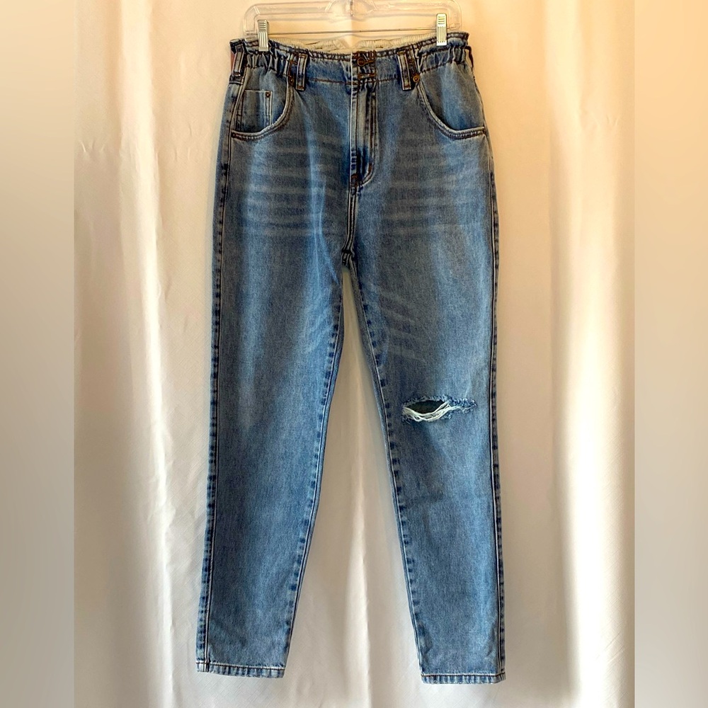 One Teaspoon Pioneer 100% Cotton High Rise Mom Jean Straight Leg Denim Jean 29